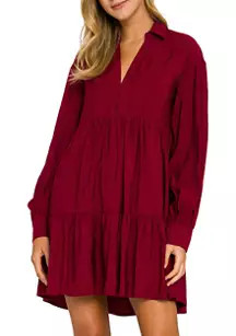 Collar Detail Tiered Dress | Belk