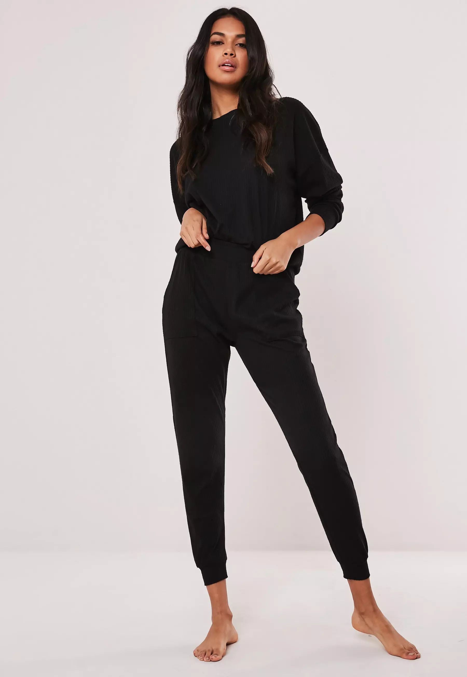 Missguided - Green Rib Soft Touch Loungewear Set | Missguided (US & CA)