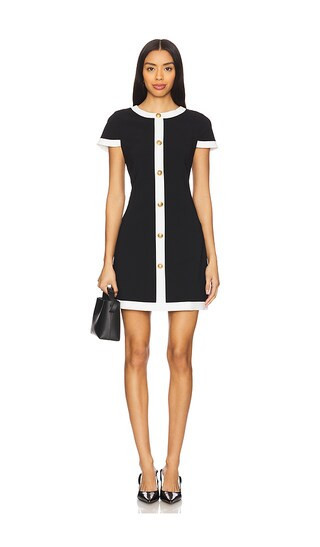 Alice + Olivia Coley Button Mini Shift Dress in Black. - size 0 | Revolve Clothing (Global)
