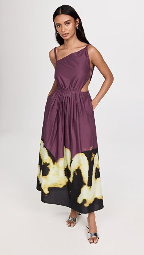 Collene Printed Cotton Poplin Cut Out Midi Dress | Shopbop