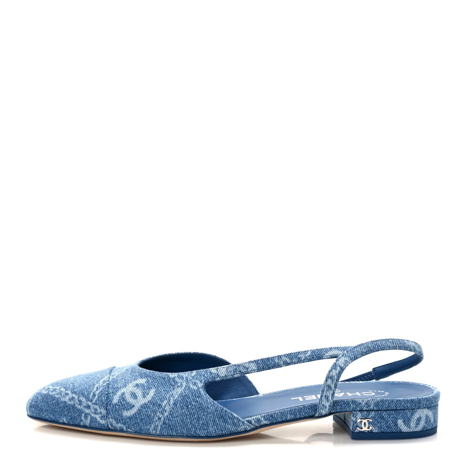 Denim Cap Toe CC Slingback Flats 41 Light Blue Multicolor | FASHIONPHILE (US)