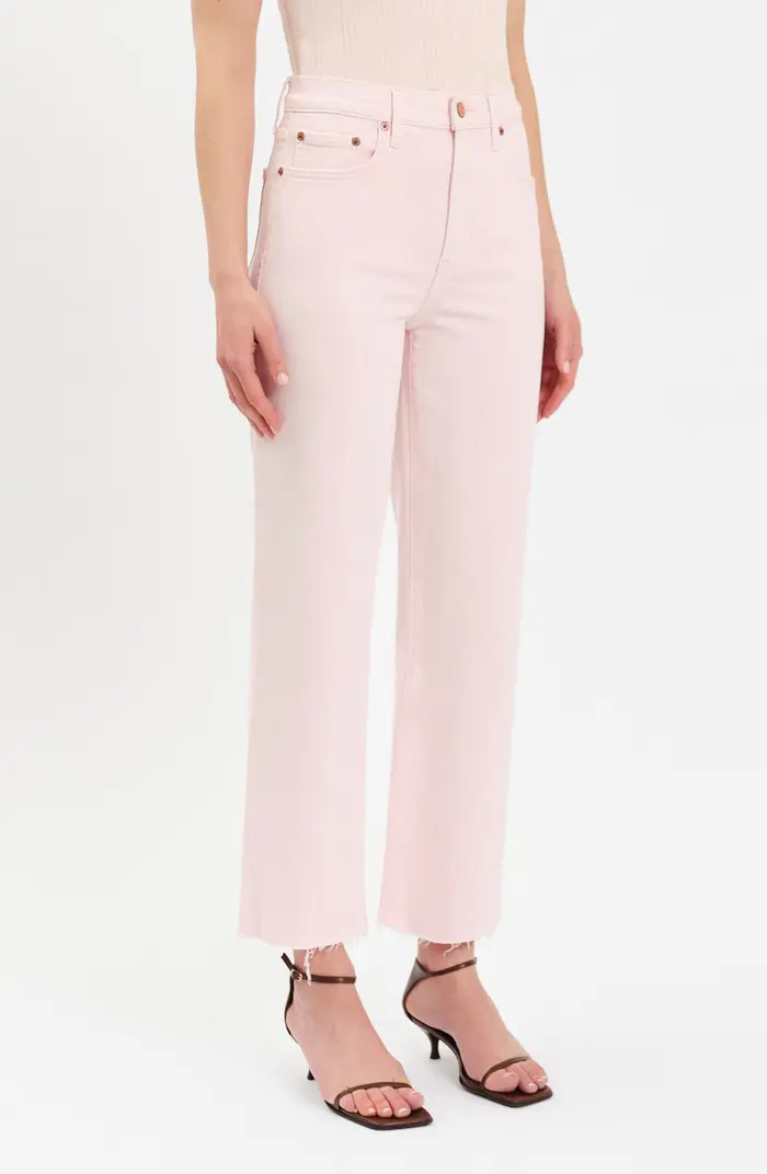 Pleaser High Waist Raw Hem Crop Jeans | Nordstrom