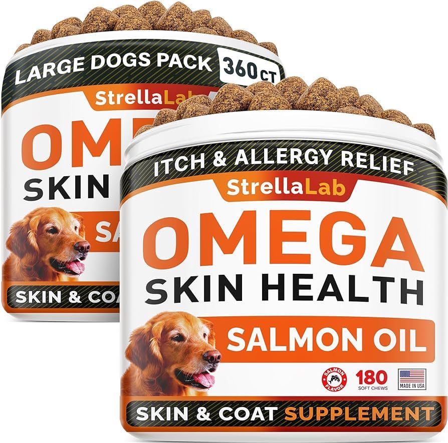STRELLALAB Omega 3 for Dogs - (360Ct) Fish Oil Treats - Allergy & Itch Relief Skin&Coat Supplemen... | Amazon (US)