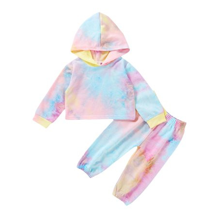 Musuos Baby Girls Boys Tie-dye Hoodie Sweatshirt Long Pants 2 Pcs Tracksuit | Walmart (US)