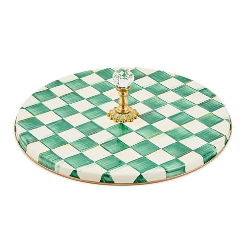 MACKENZIE-CHILDS Cheese Course, Cute Cheese Board and Serving Board for Charcuterie, Green-and-White Emerald Check | Amazon (US)