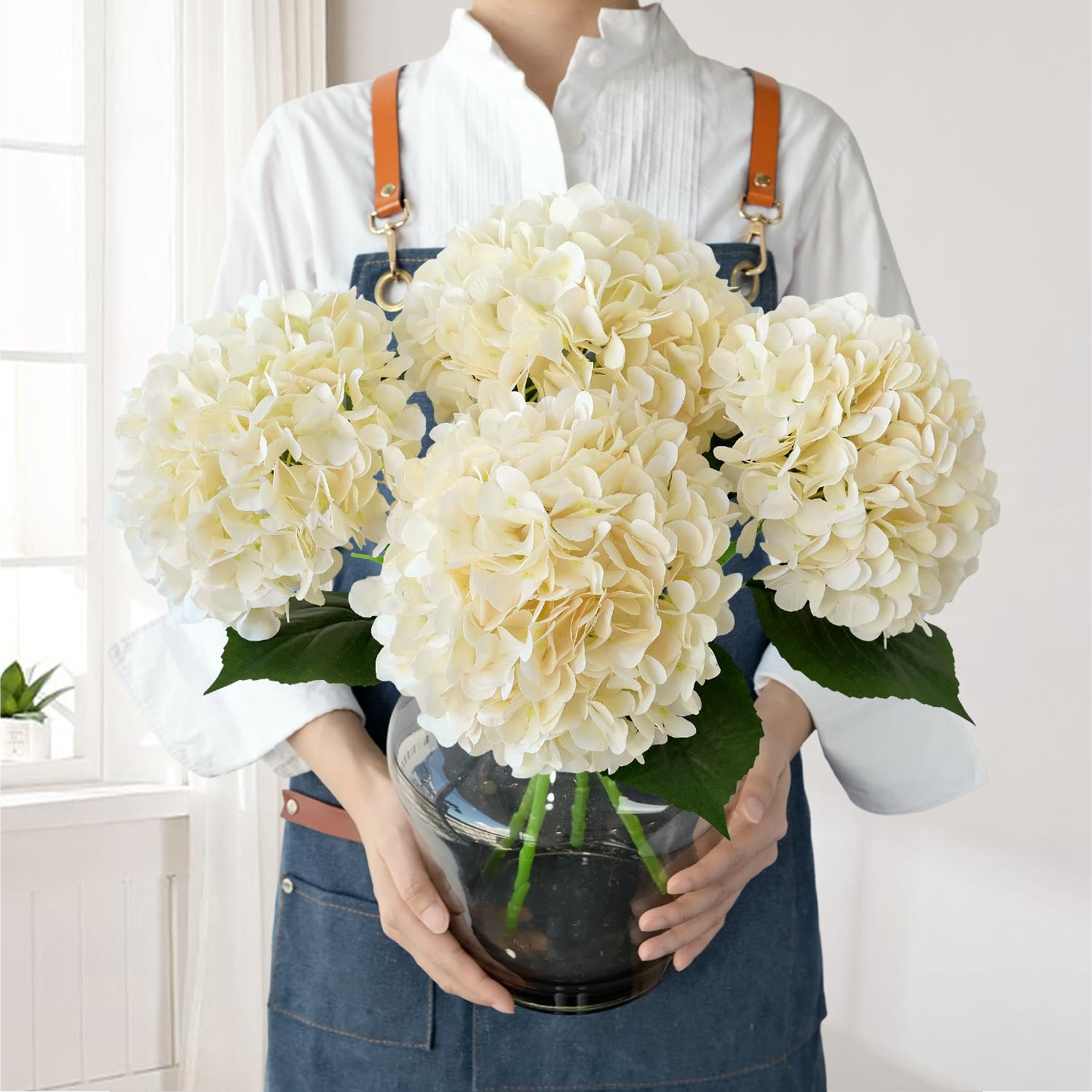 Boho Silk Hydrangea Artificial Flowers, 4Pcs 22" Large Lifelike Flowers,Artificial Hydrangeas for... | Amazon (US)