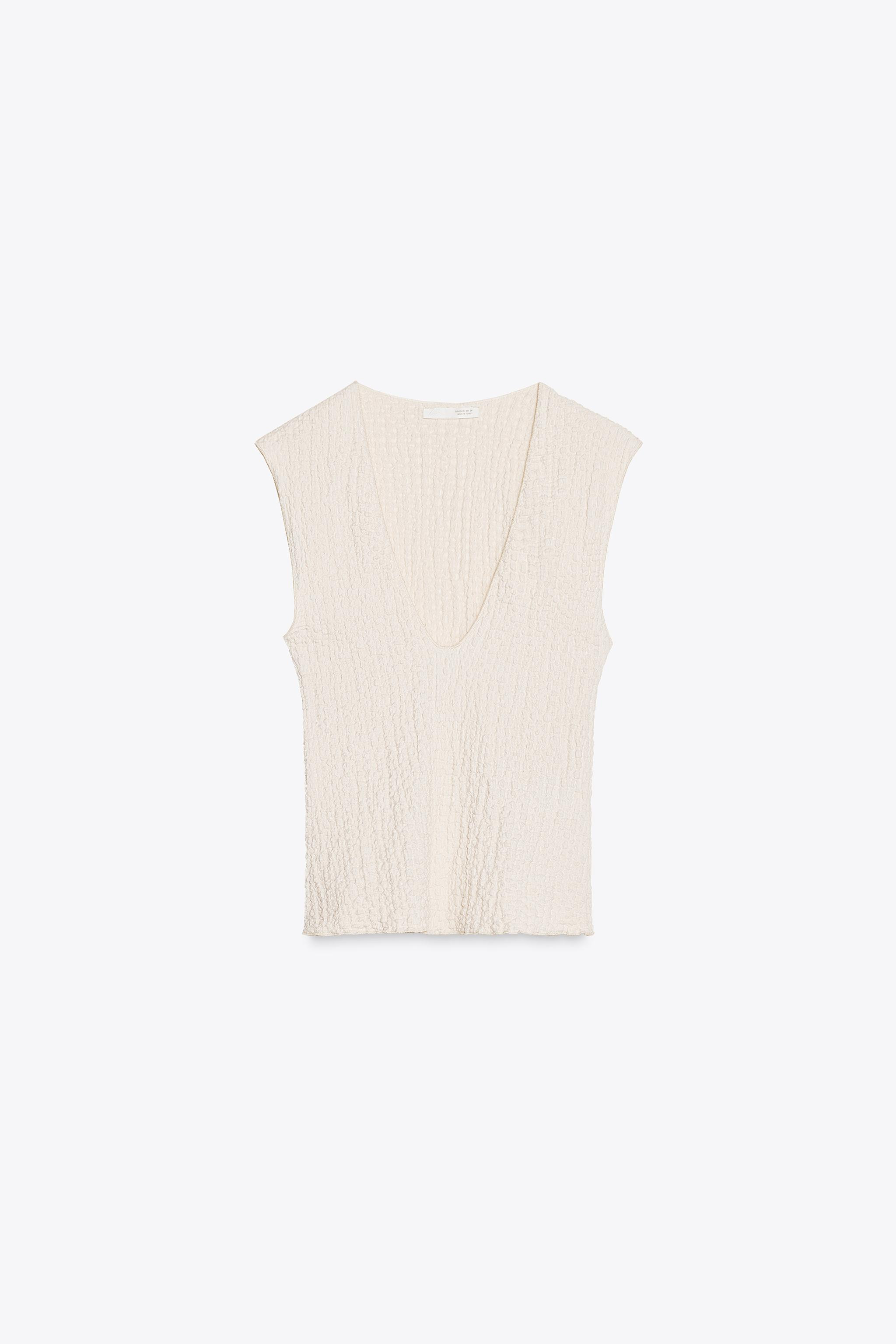 TEXTURED V-NECK TOP | Zara US