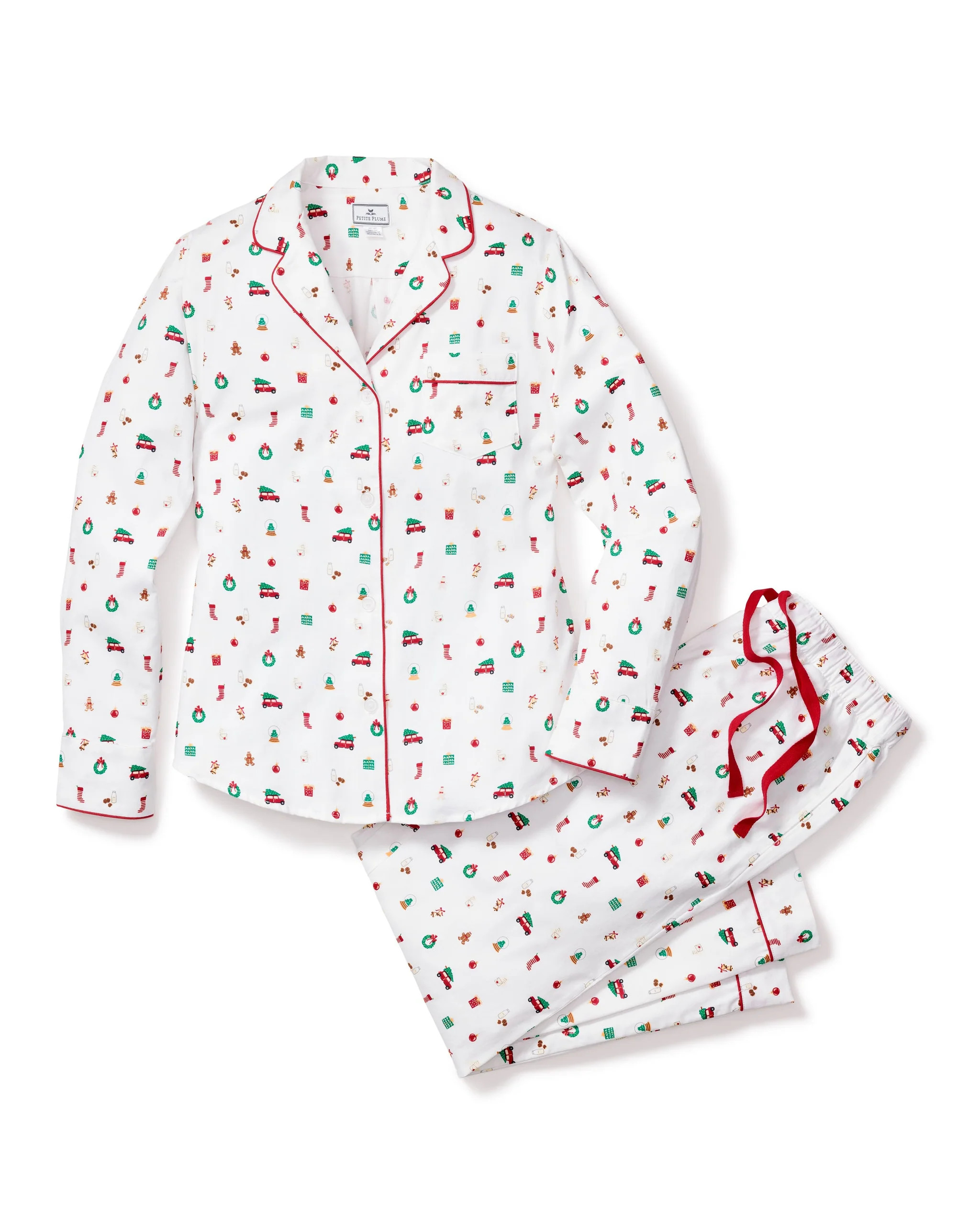 Women's Twill Pajama Set in Winter Nostalgia | Petite Plume