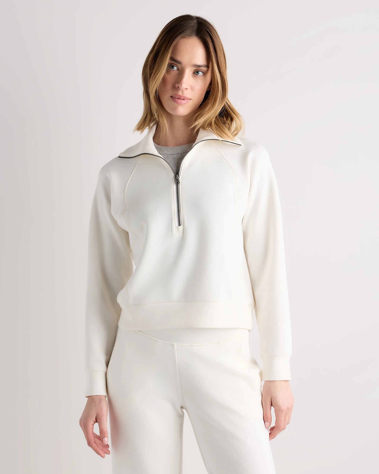 CloudComfort Half Zip Sweatshirt in Soft Ivory | Quince
