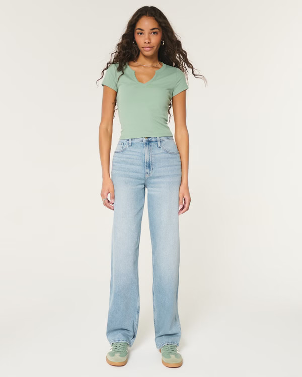 Ultra High-Rise Medium Wash Dad Jeans | Hollister (US)