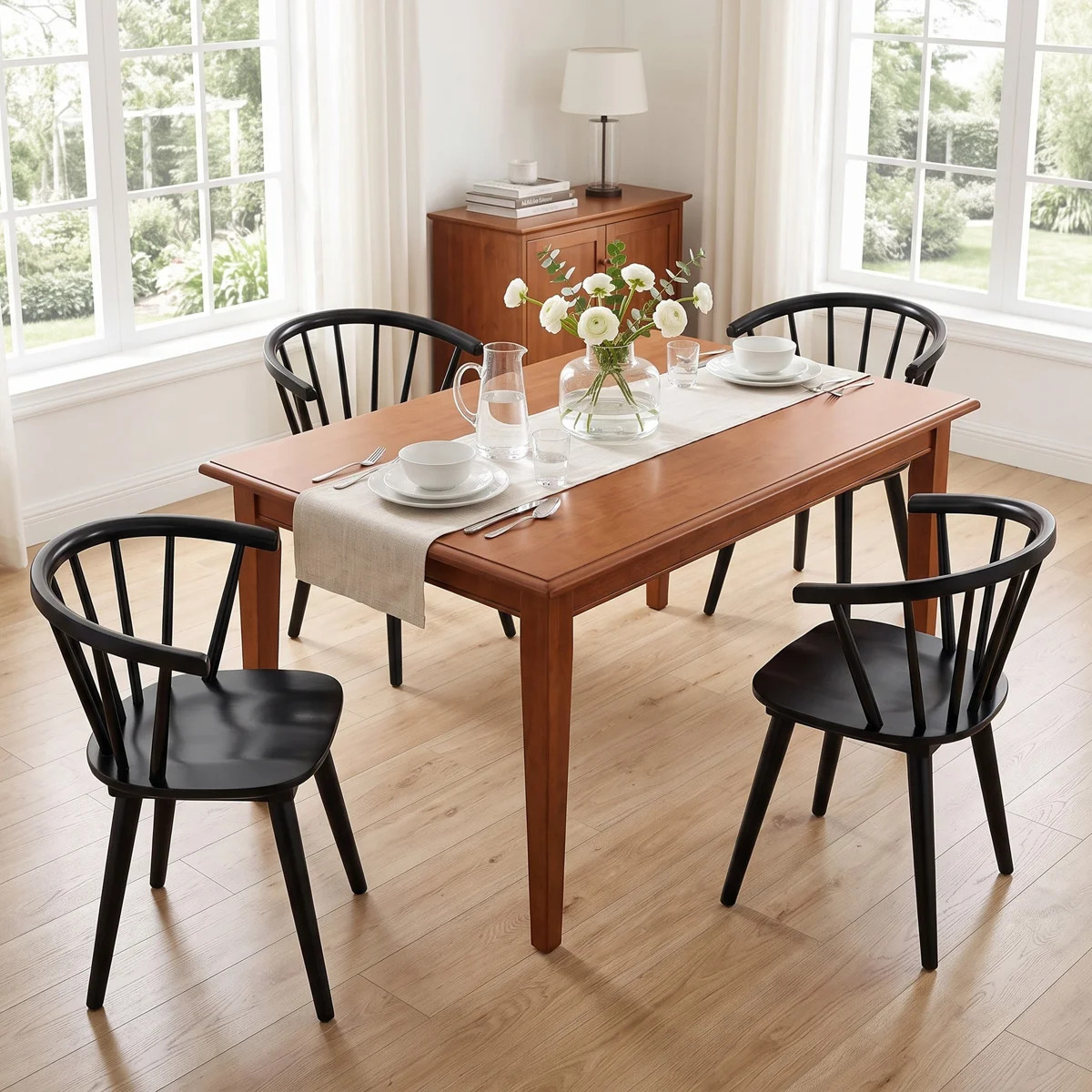 Burkes Solid Wood Arm Chair in Black (Set of 4) | Wayfair North America