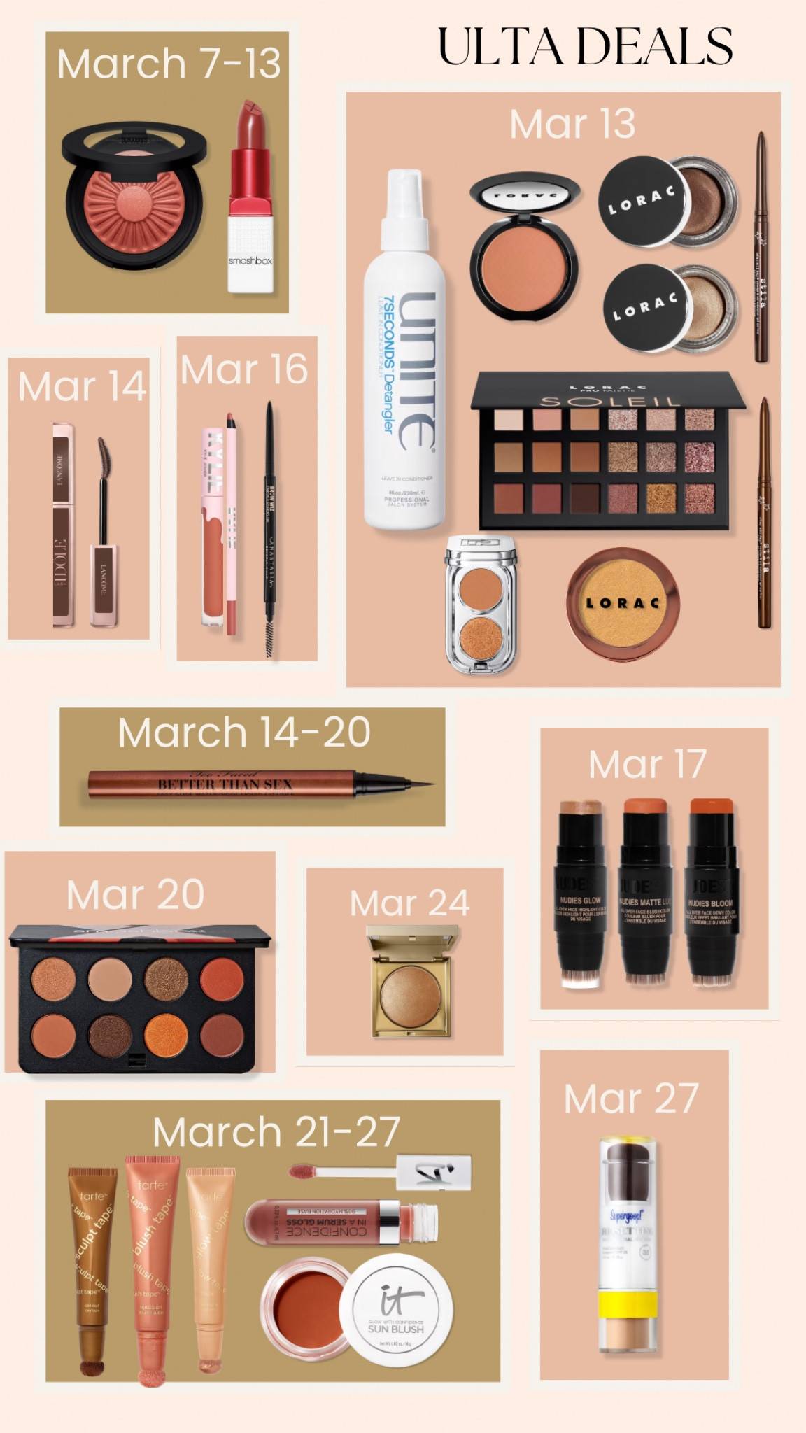 Ulta sale, autumn, true autumn, soft autumn, dark autumn, hocautumn, house of colour autumn, warm spring, true spring, hocspring

Brown mascara, brown eyeliner, warm undertones, warm blush, bare minerals kiss of copper, kiss of rose, stila eyeliner, olive green, warm highlighter, gold highlight, blush tape, tarte sculpt tape, autumn eyeshadow palette, it cosmetics, Supergoop brush on powder spf, Unite 7 second detangle spray, Bobbi Brown eyeshadow stick, Nudestix, Nudies Glow, Nudies Matte Lux, Nudies Bloom, MAC squirt plumping lip gloss stick, Kylie Cosmetics Matte Lip Kit, Anastasia Beverly Hills Brow Wiz Blonde, Charlotte Tilbury Airbrush Flawless,  Stila highlighter, stila stay all day smudge and set waterproof gel eyeliner, 

#LTKBeauty #LTKSaleAlert