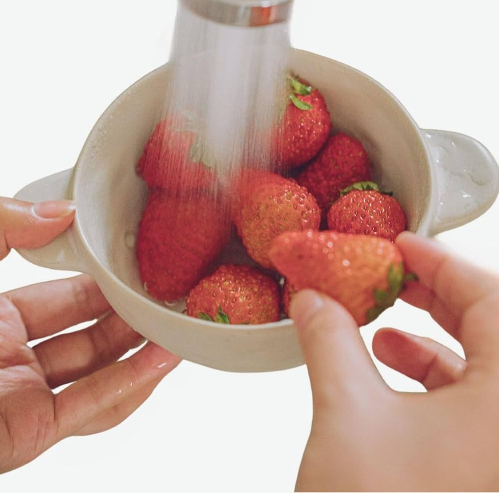 2 PCS Ceramic Berry Baskets | Handmade Fruit Bowl With Holes and Handles | 5" Colander For Kitche... | Amazon (US)