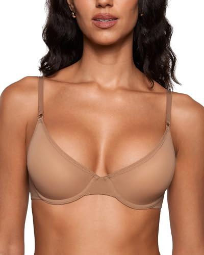 INLYRIC Women's Cosnufy Sheer Balconette Bra Demi Unlined Plunge Mesh See Through Sexy Bras Underwire Gravel Beige 32B | Amazon (US)