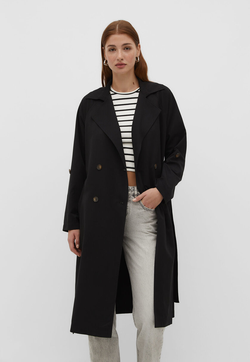 Long flowing trench coat - Women's fashion | Stradivarius United Kingdom | Stradivarius (UK)