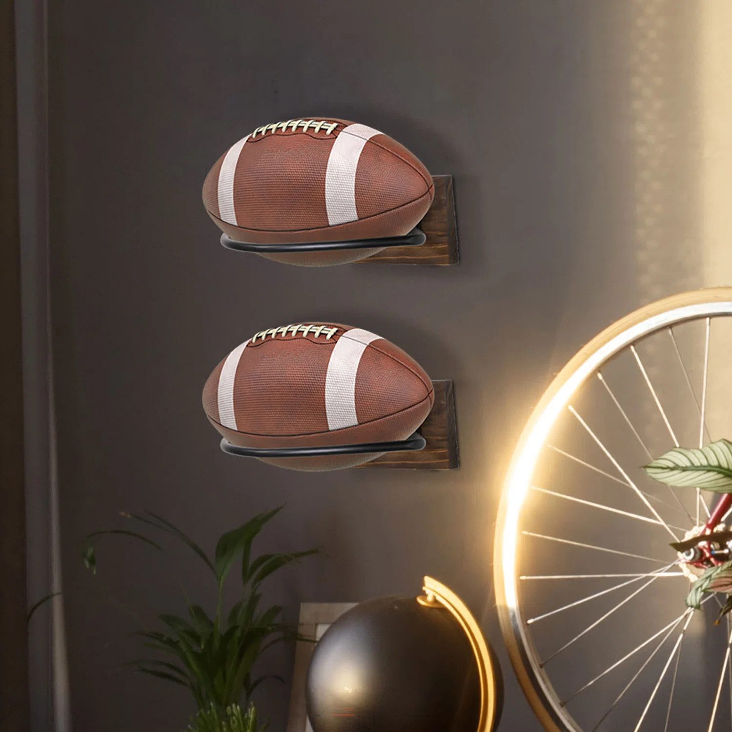 2 Piece Boy's Room Wall Mounted Football Display Rack (Set of 2) | Wayfair North America