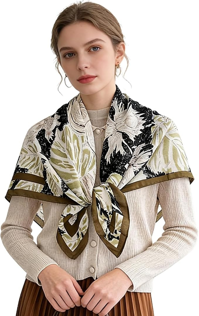 35" Head Scarf Large Square Scarf Like Cotton Hairscarf Fashion Scarves Bandana Night Sleeping Wr... | Amazon (US)