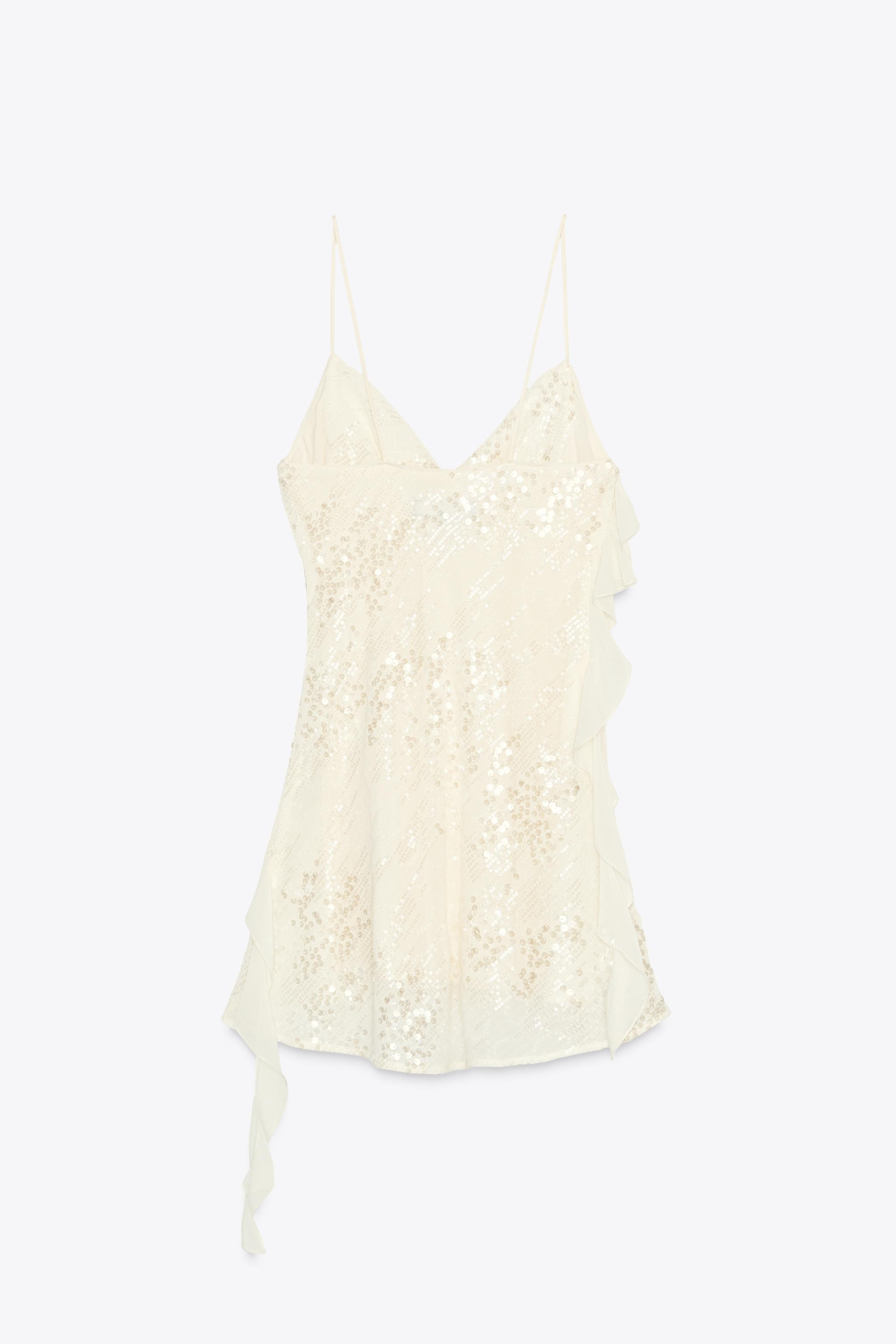 SEQUINNED RUFFLE MINI DRESS | Zara UK