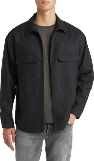 FRAME Virgin Wool Blend Flannel Zip Shirt Jacket | Nordstrom | Nordstrom