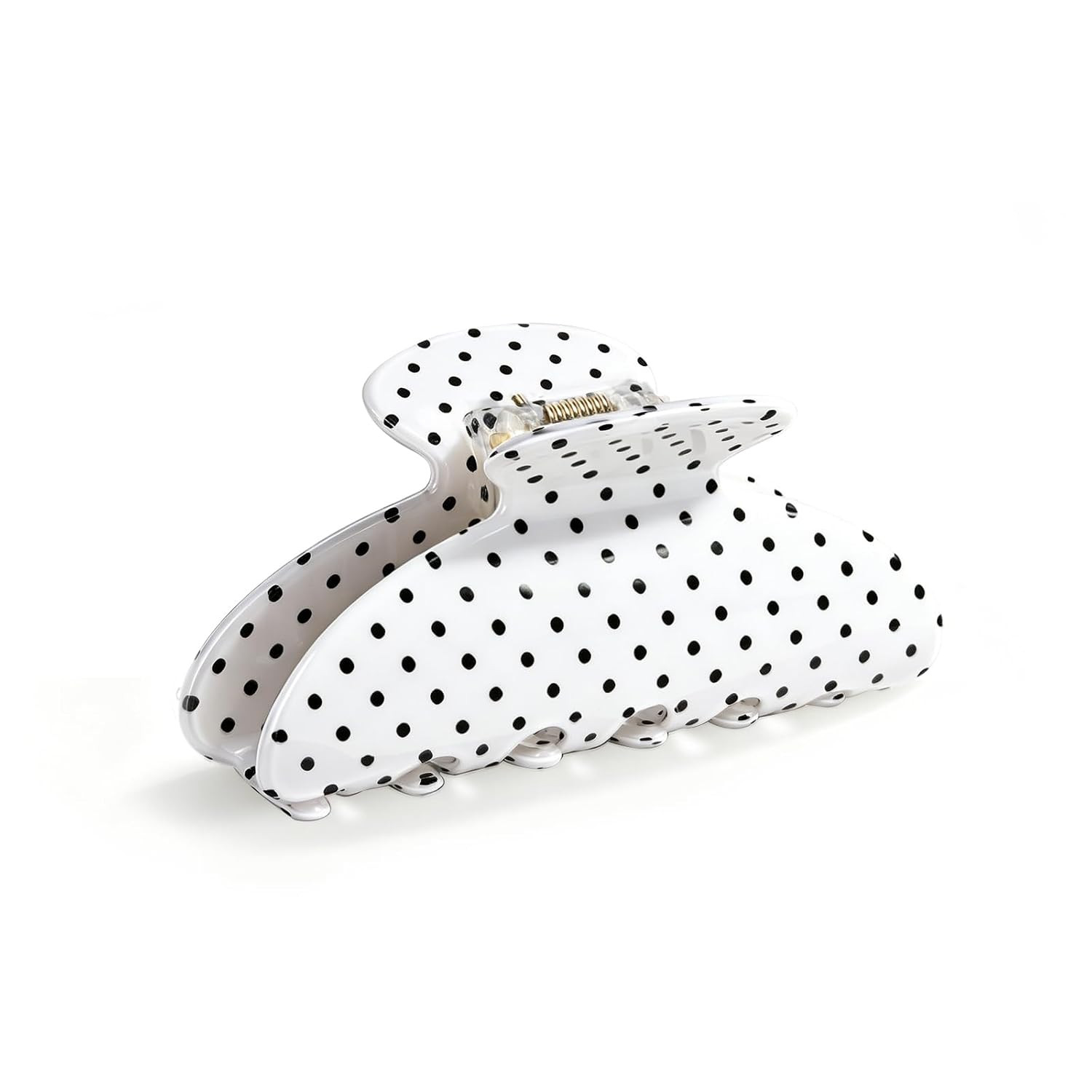 Polka Dot Hair Claw Clip for Women, Lightweight Acrylic Non-Slip Jaw Clip, Small Medium Strong Hold for Thin Hair, Elegant French Style Hair Accessories for Updo Bun Half Up Styles - White | Amazon (US)