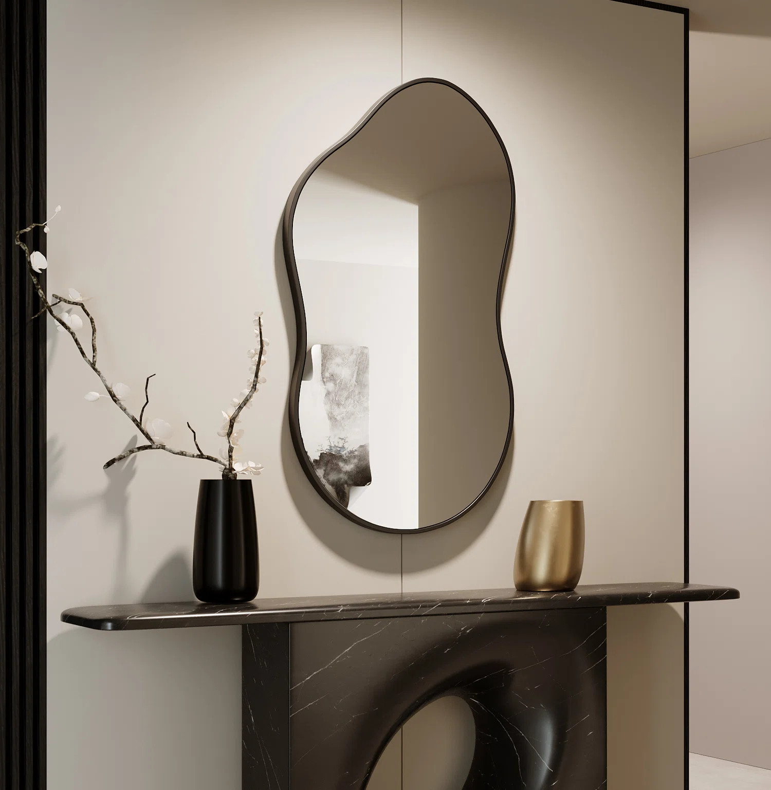 Wrought Studio™ Irregular Unique Shaped Wall Mirror, Asymmetrical Mirrors, Cloud Mirror, Wavy M... | Wayfair North America
