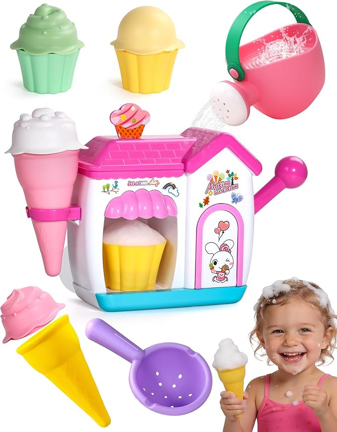 Bath Toys for Kids Ages 4-8 3-5 Toddler Bath Toys Bathtub Ice Cream Foam Maker Bubble Pretend Cak... | Amazon (US)