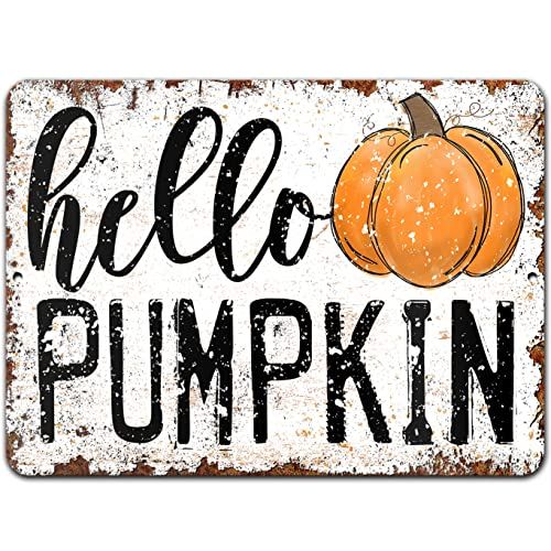 Hello Pumpkin Metal Sign Fall Porch Decor | Amazon (US)