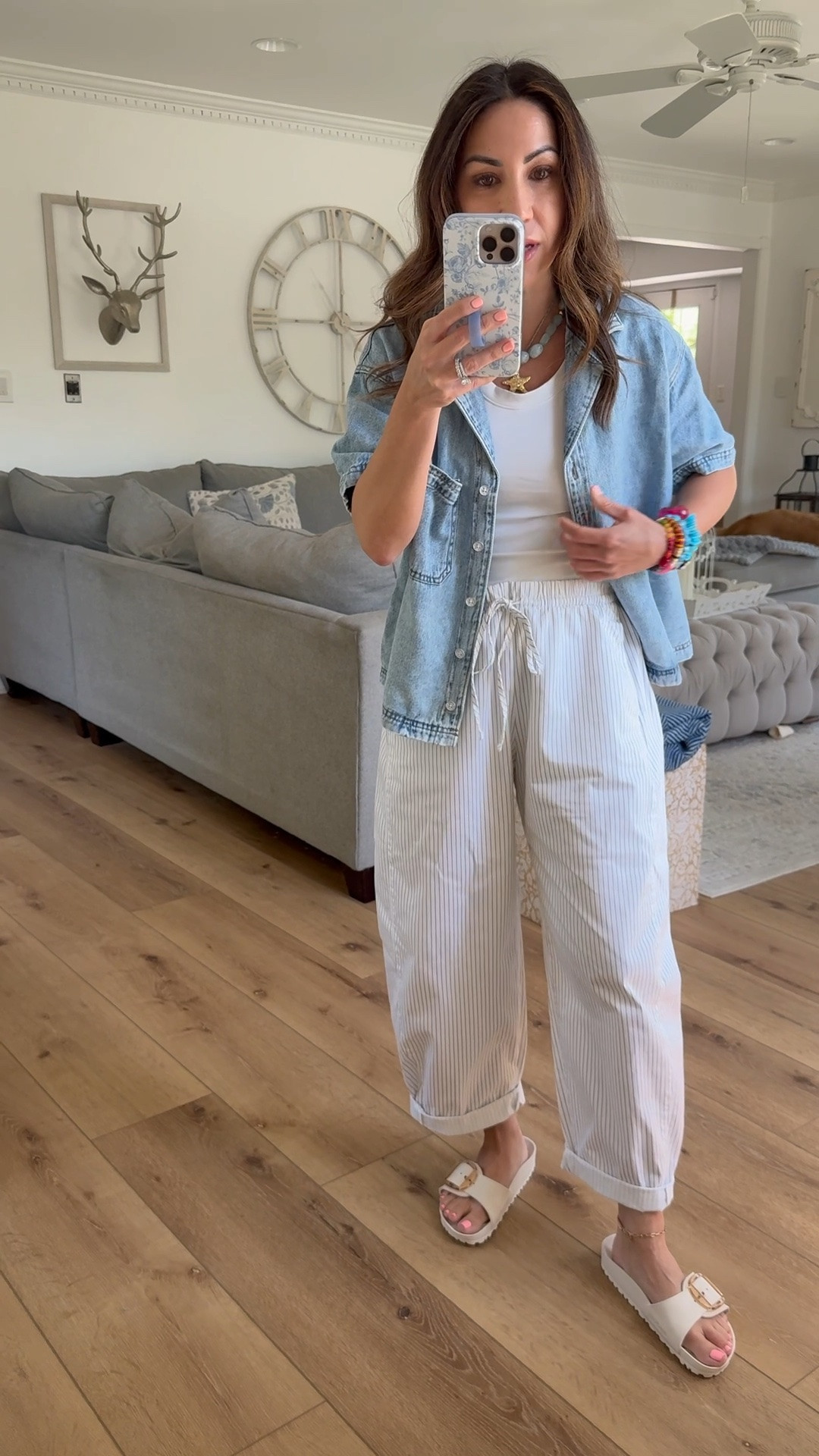 Abercrombie code AFLTK. Necklaces code TAMMY20. Bracelets code HOUSEOFLEO20. Xs short sleeve denim shirt. Tank XS. Barrel pants small petite but prefer XS. Sandals TTS.

#LTKxAbercrombie #LTKSaleAlert #LTKPetite