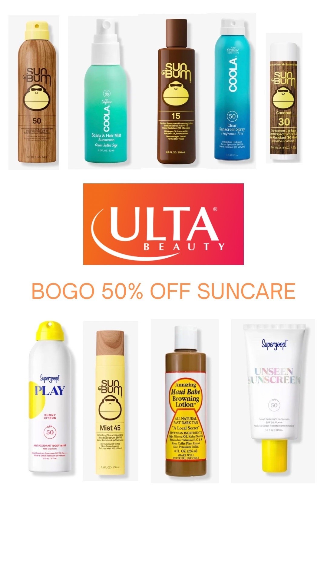 ULTA buy one get one 50% off suncare!

#LTKU #LTKselfcare #LTKBeauty