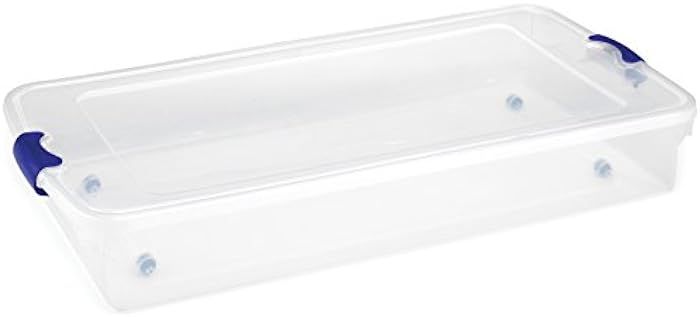 HOMZ 3470 Latching Container Clear Plastic underbed Storage with Wheels, 60 Quart, Blue, 2 Count | Amazon (US)