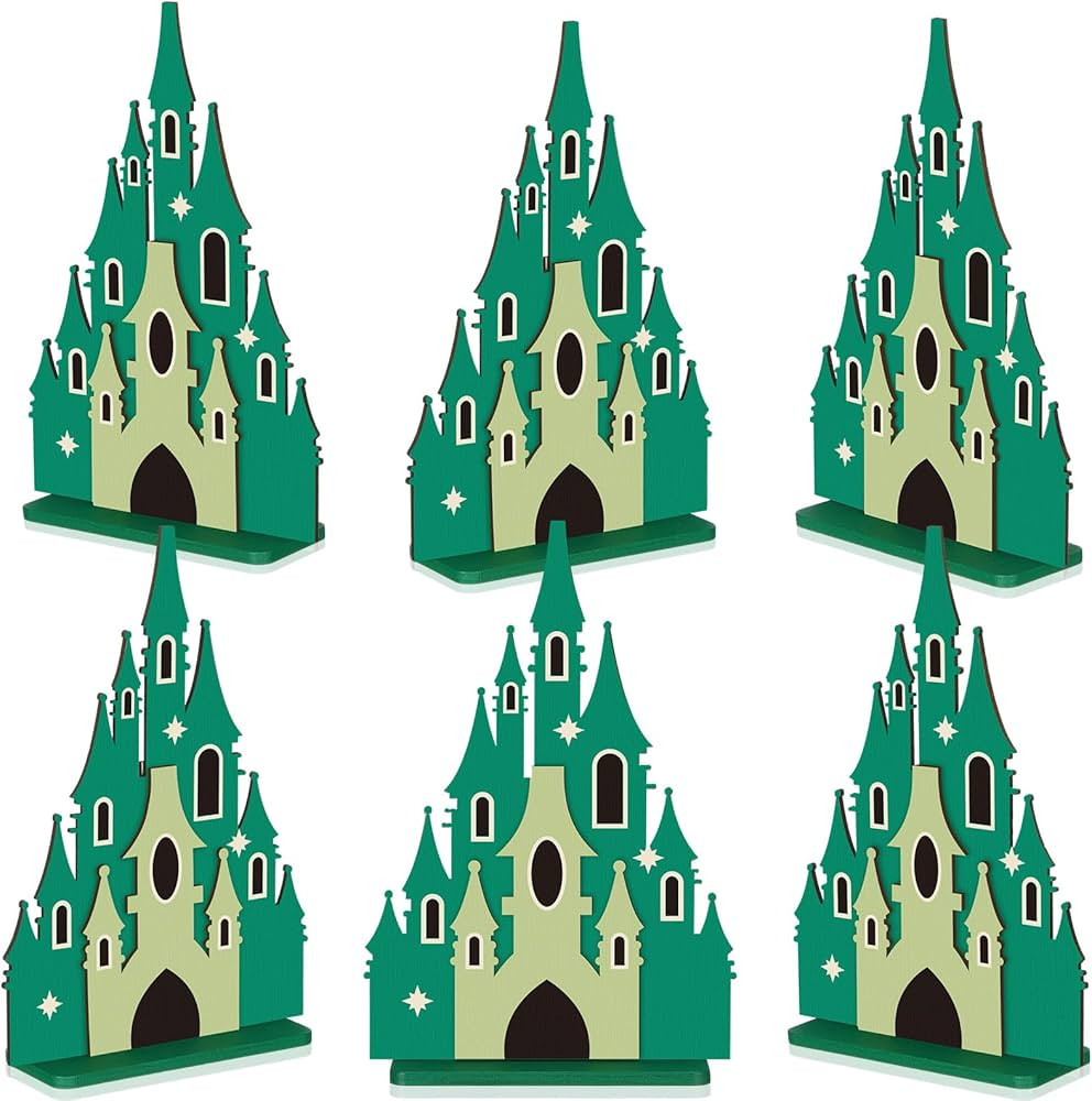 6 Pcs Pink and Green Party Decorations Green Wooden Castle Table Centerpiece Witch Theme Party De... | Amazon (US)