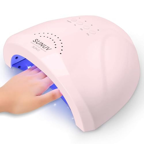 SUNUV 48W UV Light for Gel Nails, UV LED Nail Lamp for Gel Polish with 3 Timer Settings Professional UV Nail Dryer Nail Art Tools Auto Sensor SUNone Pink | Amazon (US)