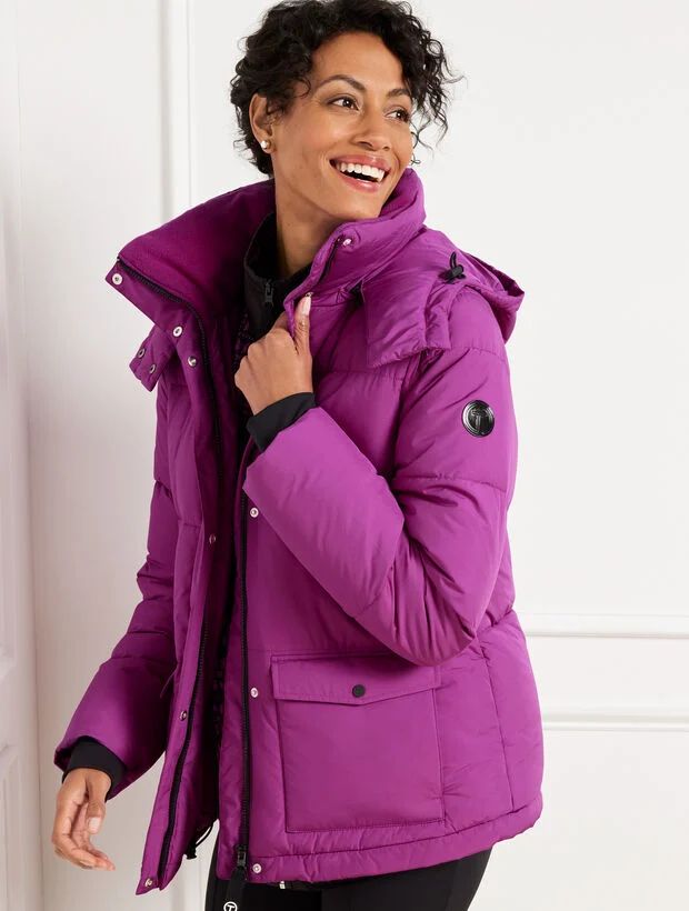 Fleece-Lined Hooded Quilted Puffer Coat | Talbots