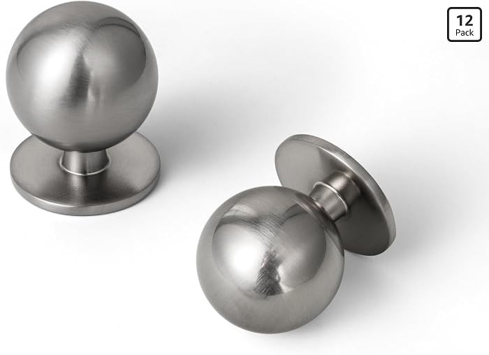 Set of 12 -Sleek Round Brushed Satin Nickel Cabinet Knobs - Modern and Minimalist Hardware for St... | Amazon (US)
