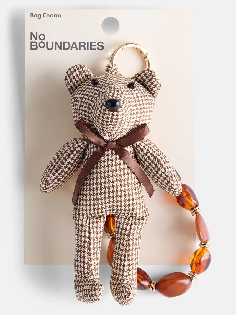 No Boundaries Women\u2019s Plaid Bear Bag Charms, Brown | Walmart (US)
