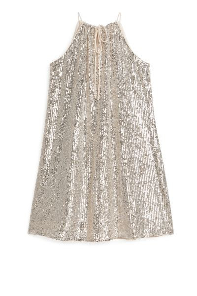 Trägerkleid mit Pailletten - Silber - Ladies | H&M AT | H&M (DE, AT, CH, NL, FI)
