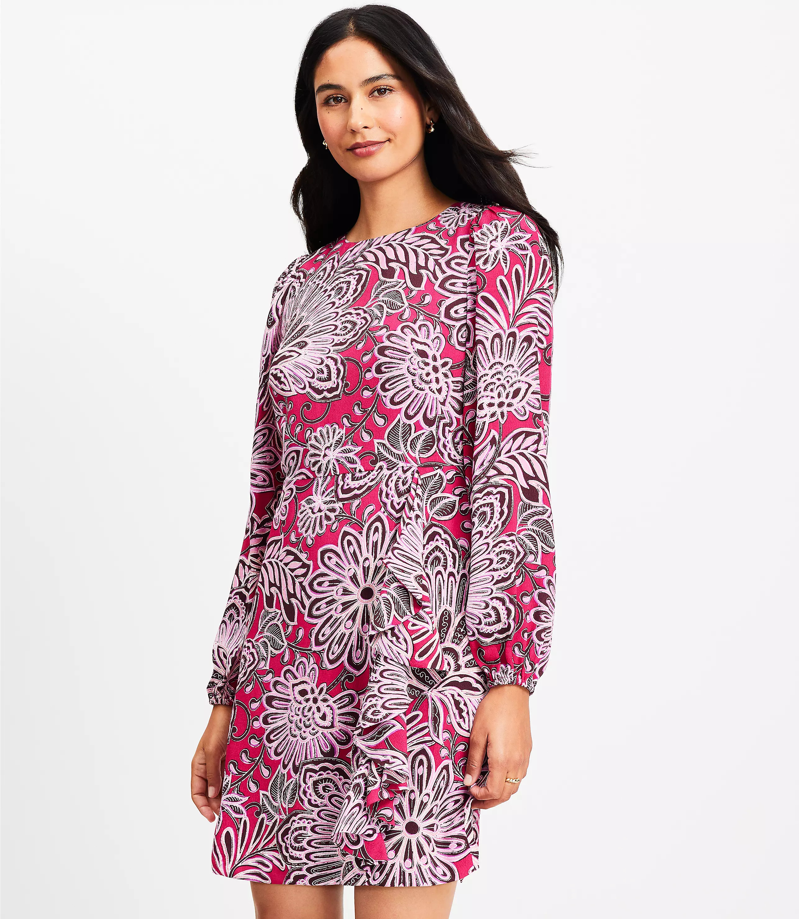 Floral Ruffle Flare Mini Dress | LOFT