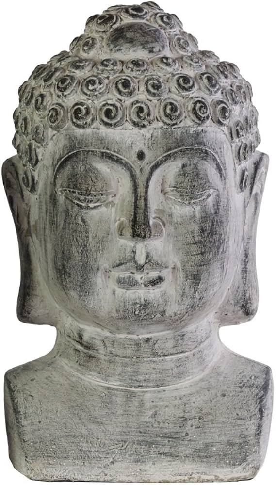 Cement Buddha Head with Beaded Ushnisha on Base LG Washed Finish Gray, Gray | Amazon (US)
