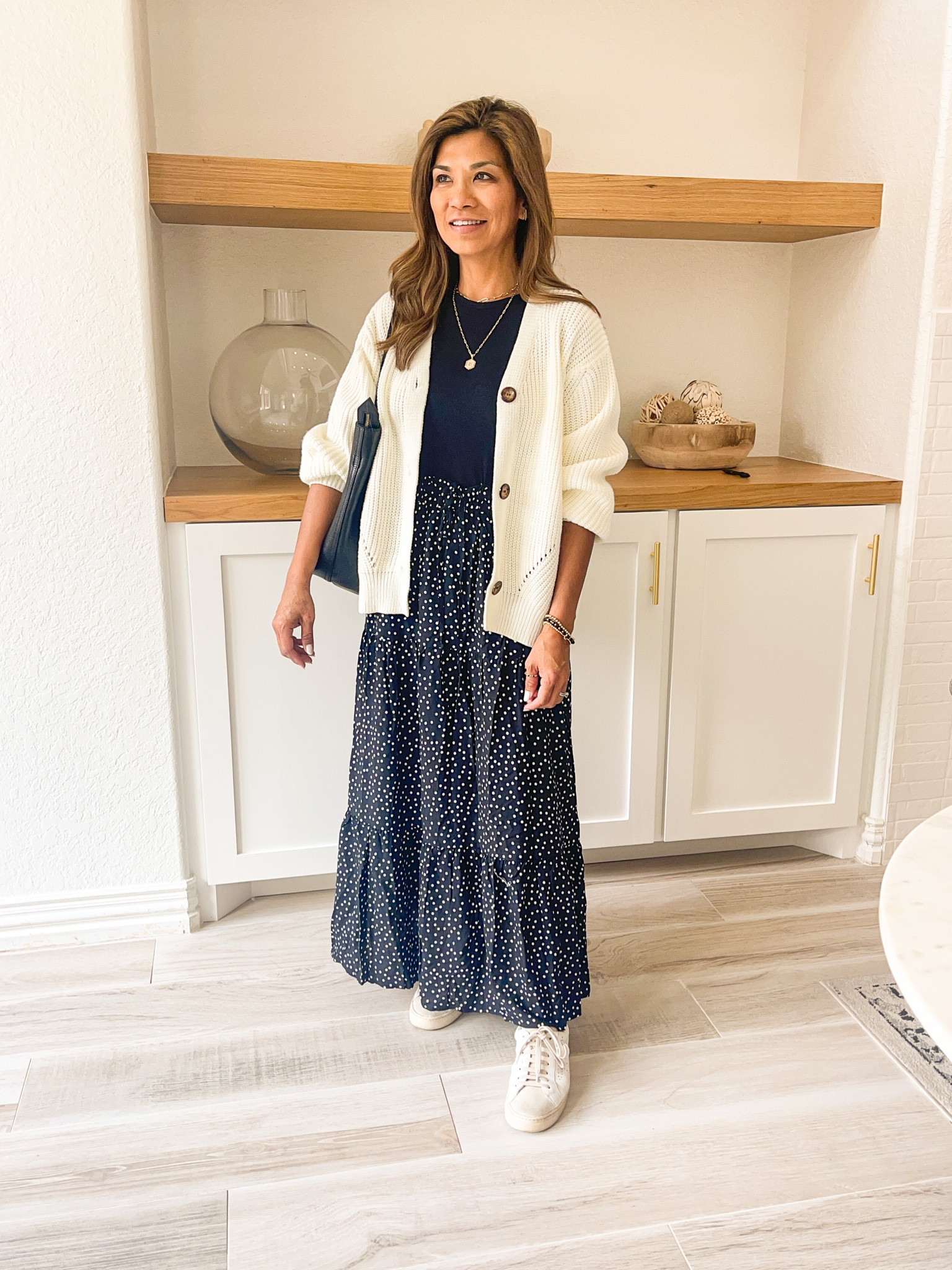 Teacher Outfit, Amazon finds
Black shirt in small tts
Cardigan in small tts
Skirt in small tts
White sneakers tts
Madewell tote bag

#LTKunder50 #LTKworkwear #LTKSeasonal