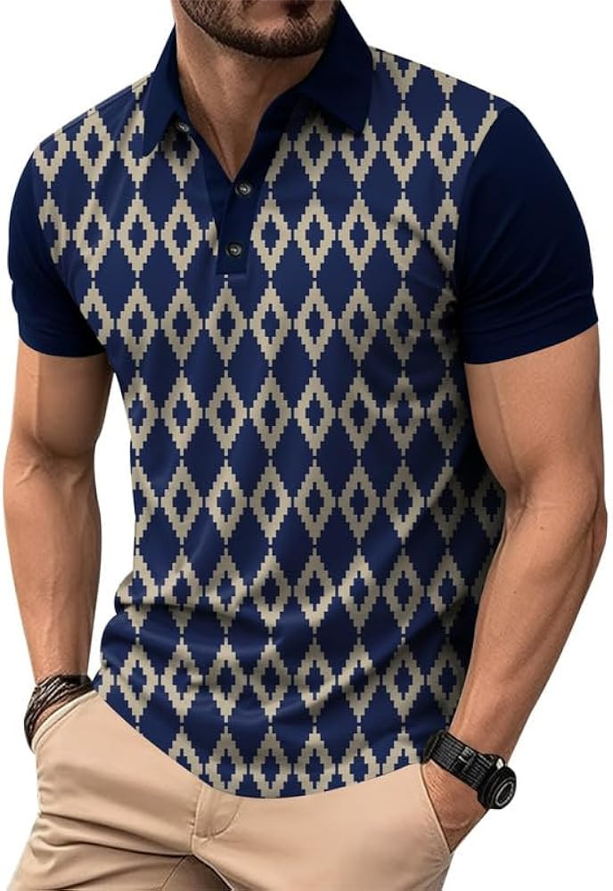 Men's Short Sleeve Vintage Polo Shirt Casual Slim Fit Golf Shirt (S-2XL) | Amazon (US)