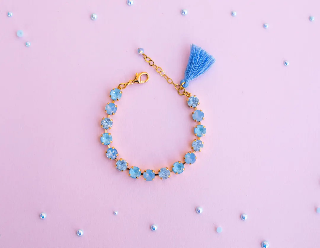 Glittering Frost 8mm Crystal Bracelet (optional Tassel)- Choose Setting Color and Length - Etsy | Etsy (US)