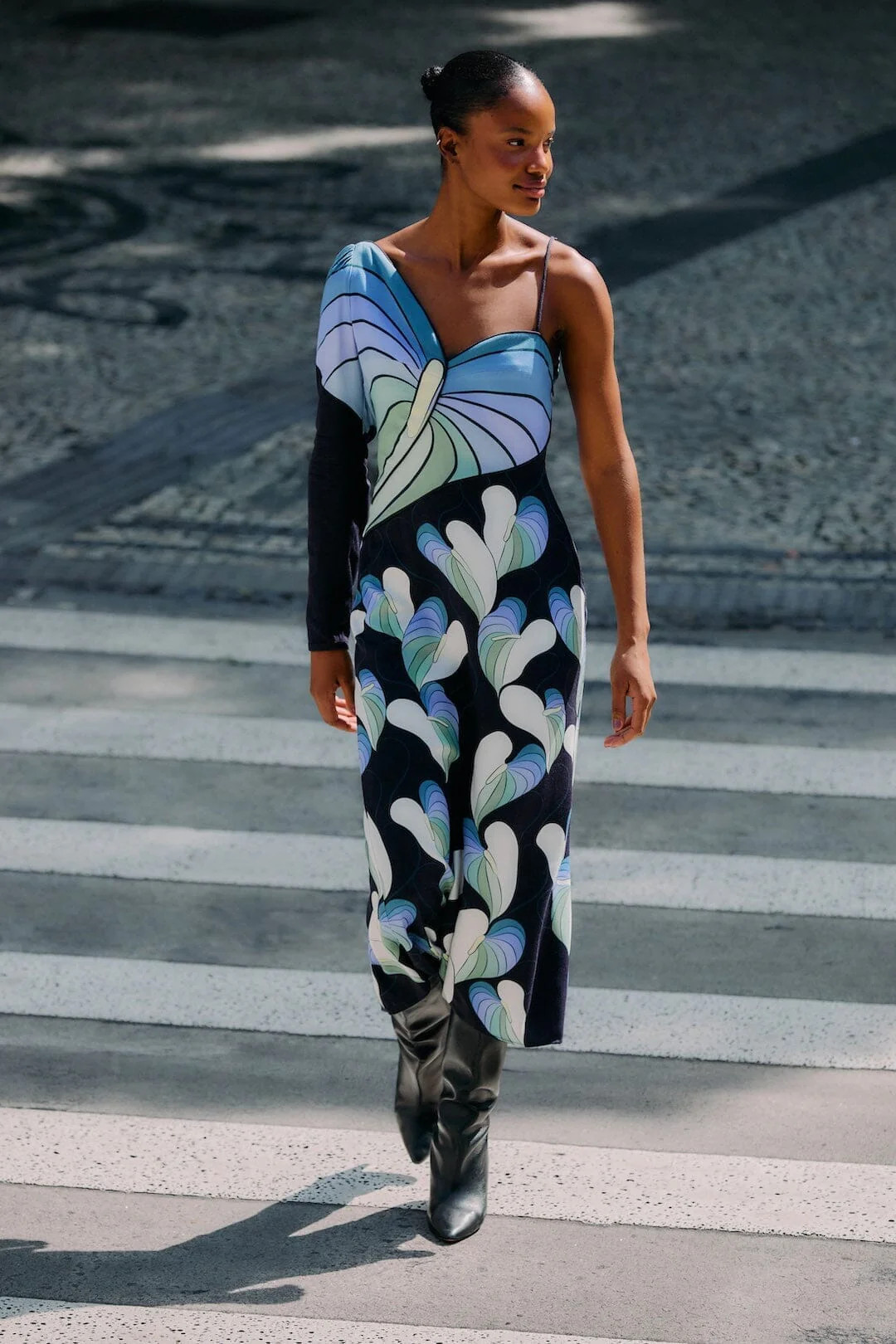 Black Lovely Anthurium One-Shoulder Maxi Dress | FARM Rio | FarmRio (US)