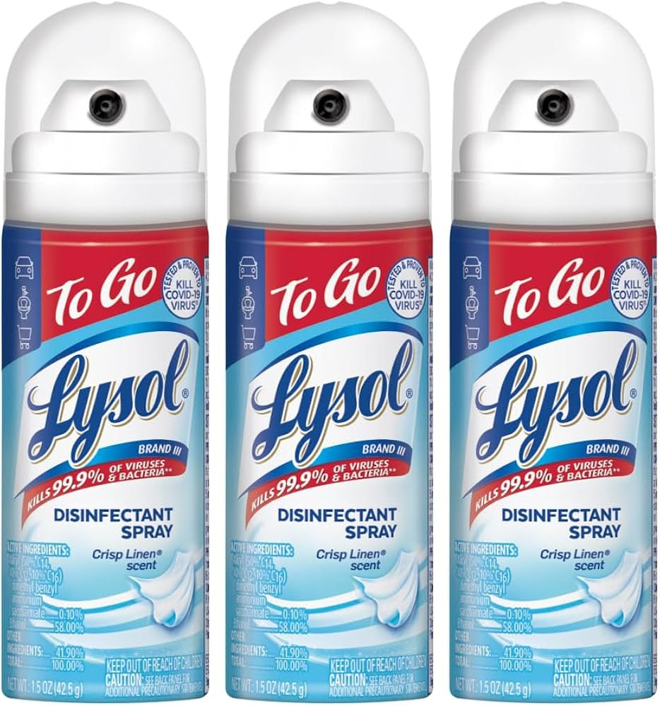 Lysol Disinfectant Spray To Go, Crisp Linen, 1.5 Ounce (Pack of 3) | Amazon (US)