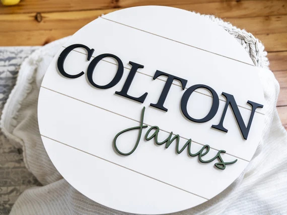 Shiplap Round Nursery Name Sign Baby Shower Gift | Etsy | Etsy (US)