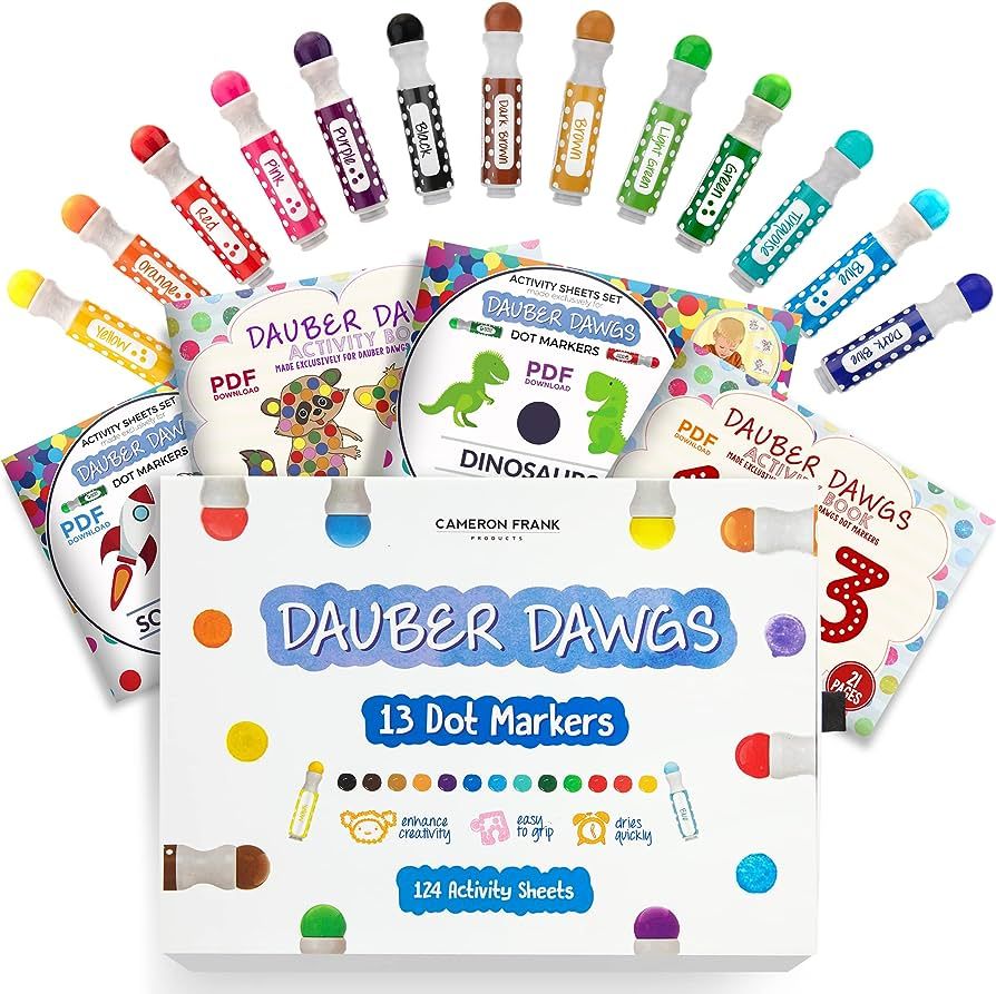Washable Dot Markers 13 Pack With 124 Activity Sheets For Kids, Gift Set With Toddler Art Activit... | Amazon (US)