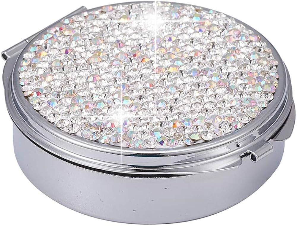 XianghuangTechnology Shiny Diamonds Pill Box/Pill Case, Compact 3 Compartment Medicine Case Holde... | Amazon (US)