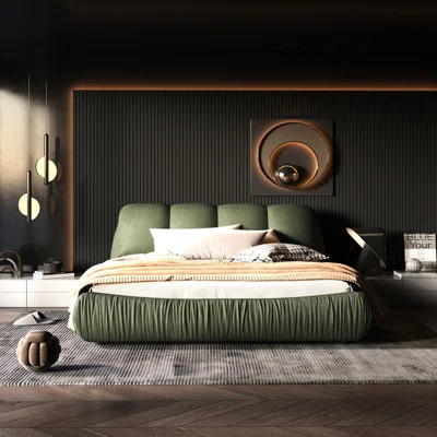 King Platform Bed With Luxury Padding, , Solid Wood, No Box Spring For An And Comfortable Night Wood Frame Padded , | Wayfair North America