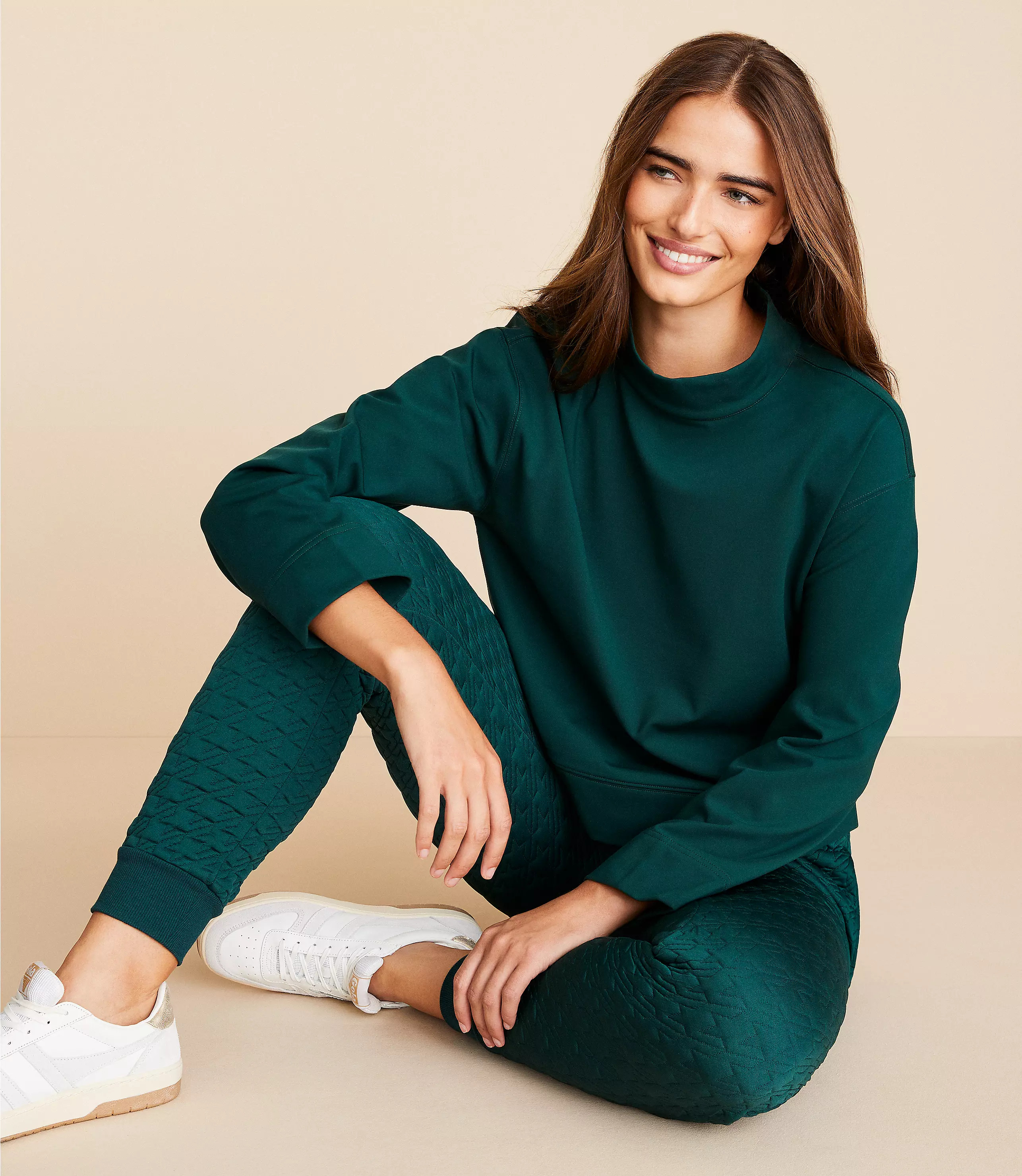 Lou & Grey Brushed Back Mock Neck Top | LOFT