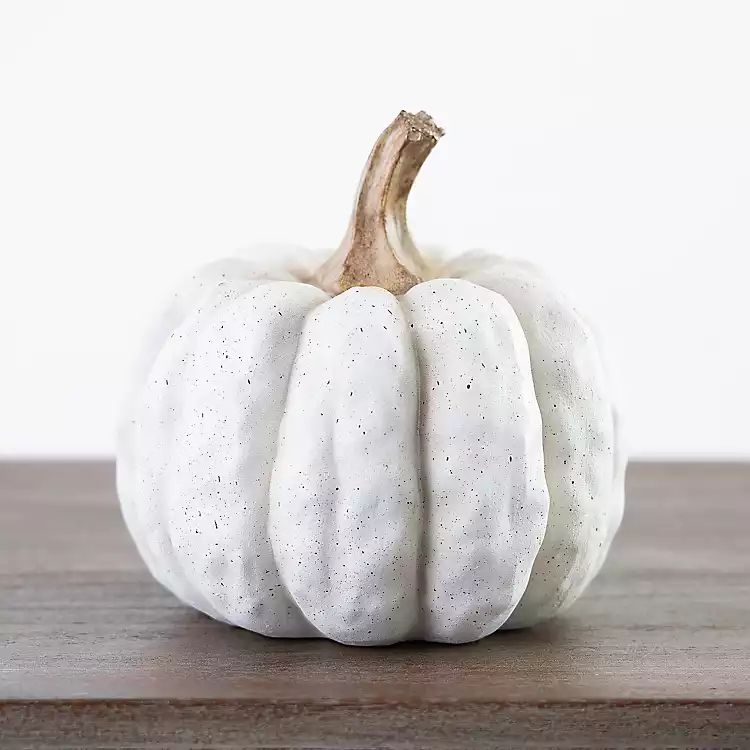 New! White Realistic Resin Pumpkin, 7 in. | Kirkland's Home