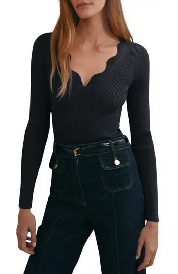 Reiss Lara V-Neck Knit Top in Navy at Nordstrom Rack, Size Large | Nordstrom Rack
